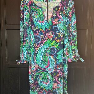 Lilly Pulitzer Navy Paisley-Print Long Sleeve Dress